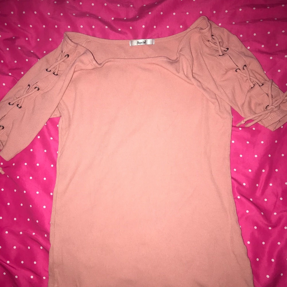 Cute Pink Top w/ Crisscross on Arms